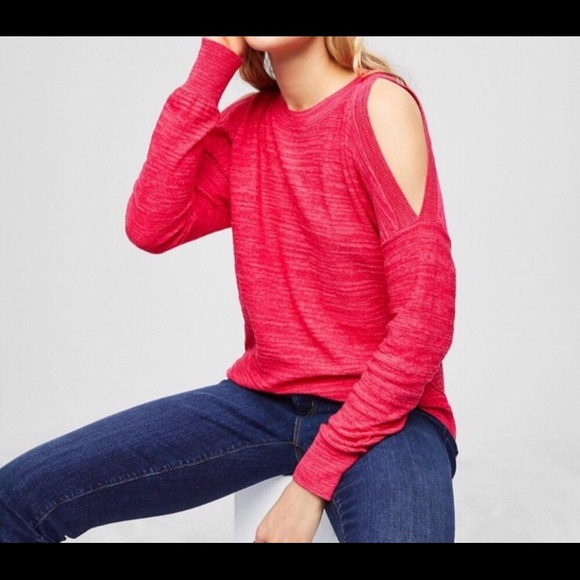 LOFT Hot Pink Cold Shoulder Sweater - Picture 1 of 6